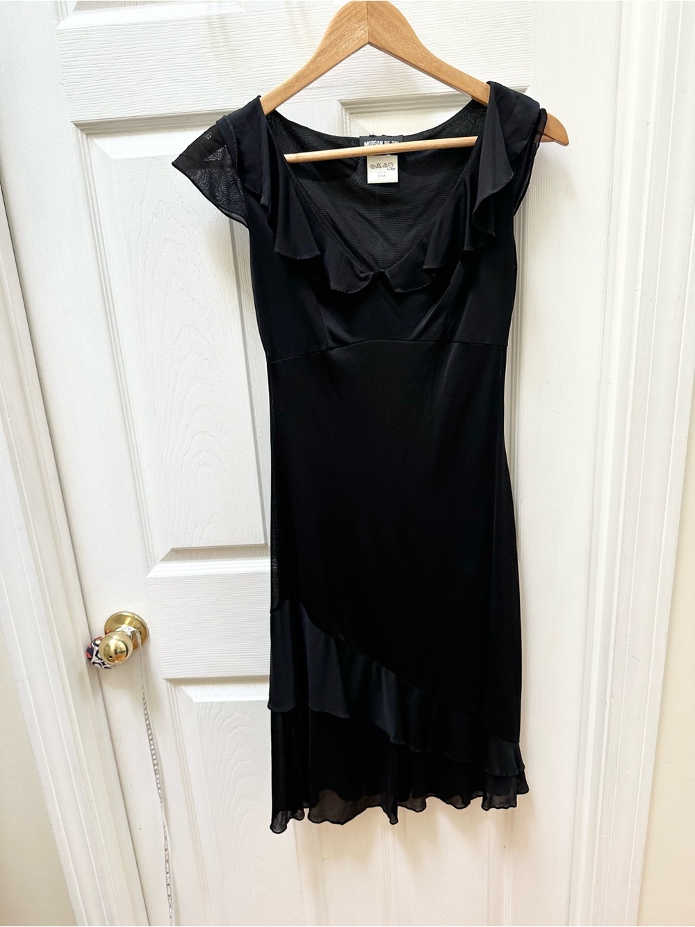 Morgan de Toi Black Ruffle-Trim Dress midi Women paris vintage s small